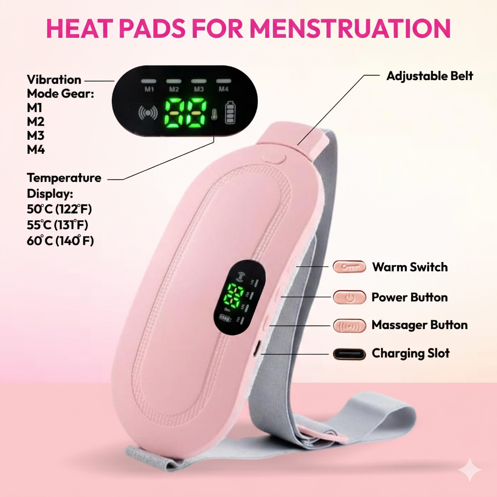 HerRelief Pro™ |  Menstrual Pain Relief Massager with heater (Pink)