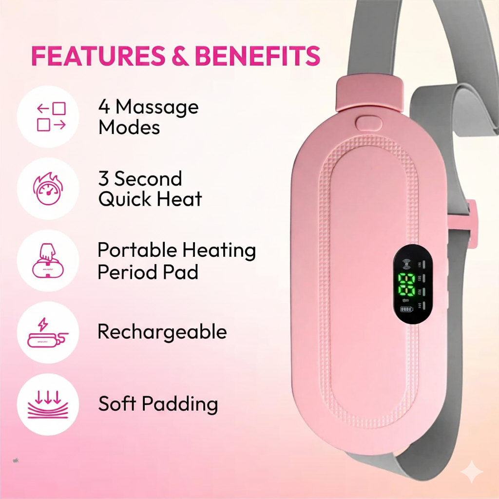 HerRelief Pro™ |  Menstrual Pain Relief Massager with heater (Pink)