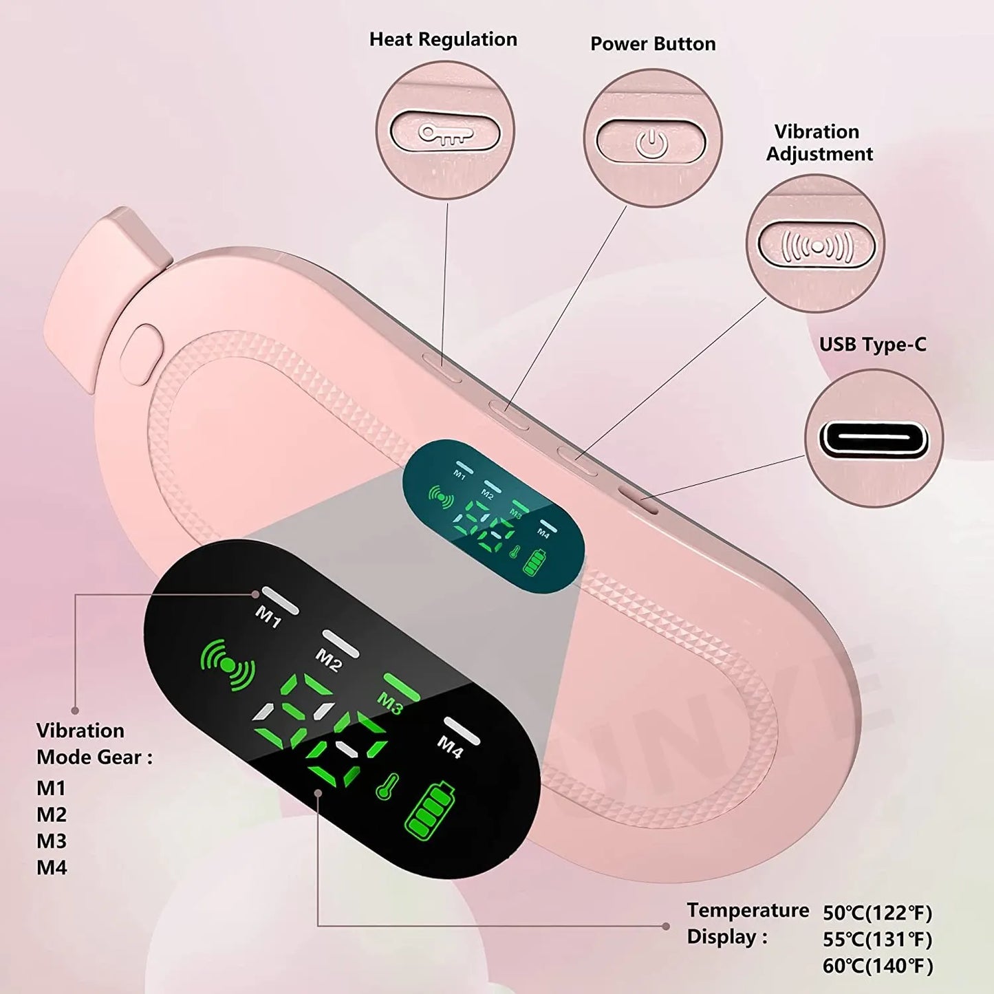 HerRelief Pro™ |  Menstrual Pain Relief Massager with heater (Pink)